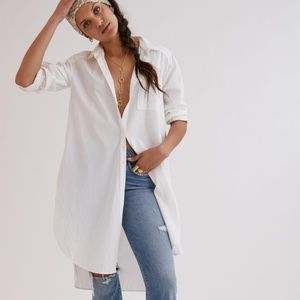 Anthropologie Maeve Maxi Tunic Poplin Buttondown